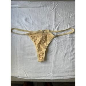 NWOT Esprit Yellow Cotton Thong Panty Pink Stripe Y2K Vintage Size L